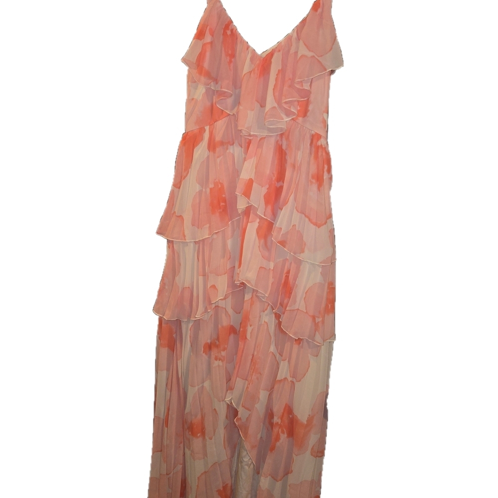 ASOS tiered Pink And Coral Dress
